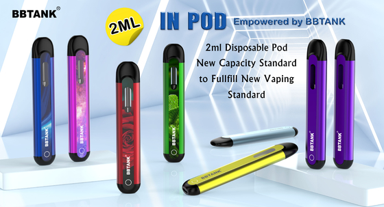 BBTANK IN POD THC Destylat oleju Jednorazowe urządzenie Vape 2ml Ceramiczne cewki Vape Pod z 100% procesami kontroli jakości