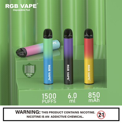 Cewka RGB Mesh 6ml Jednorazowe urządzenie Vape Pod 850mah Zdrowe E Cig